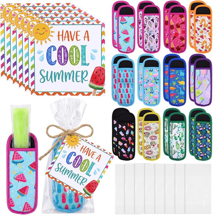 Rtteri 24 Set End of Year Gifts for Students Ice Pop Sleeves Bulk Ice Pop Holders Neoprene Insula... | Amazon (US)