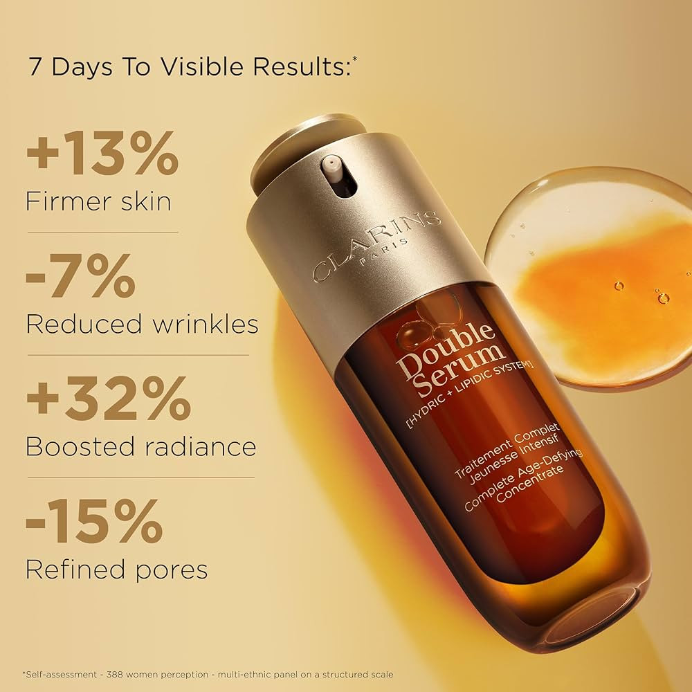 Clarins DOUBLE SERUM | Anti Aging Face Serum | Visibly Firms, Smoothes, Boosts Radiance, and Refi... | Amazon (US)
