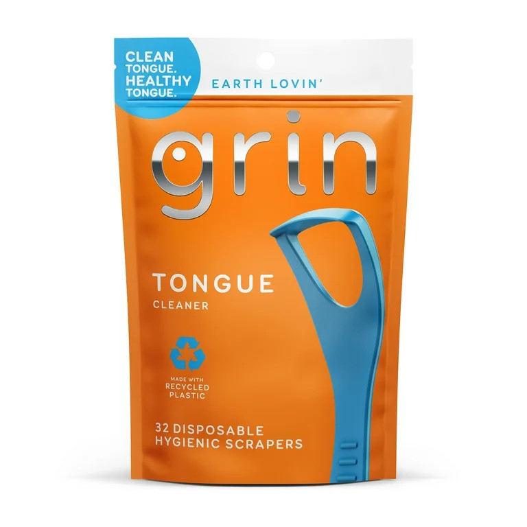 Grin Tongue Cleaner - 32 ct - Disposable, Hygienic Scraper, Made with Recycled Plastic, Safe Fold... | Walmart (US)
