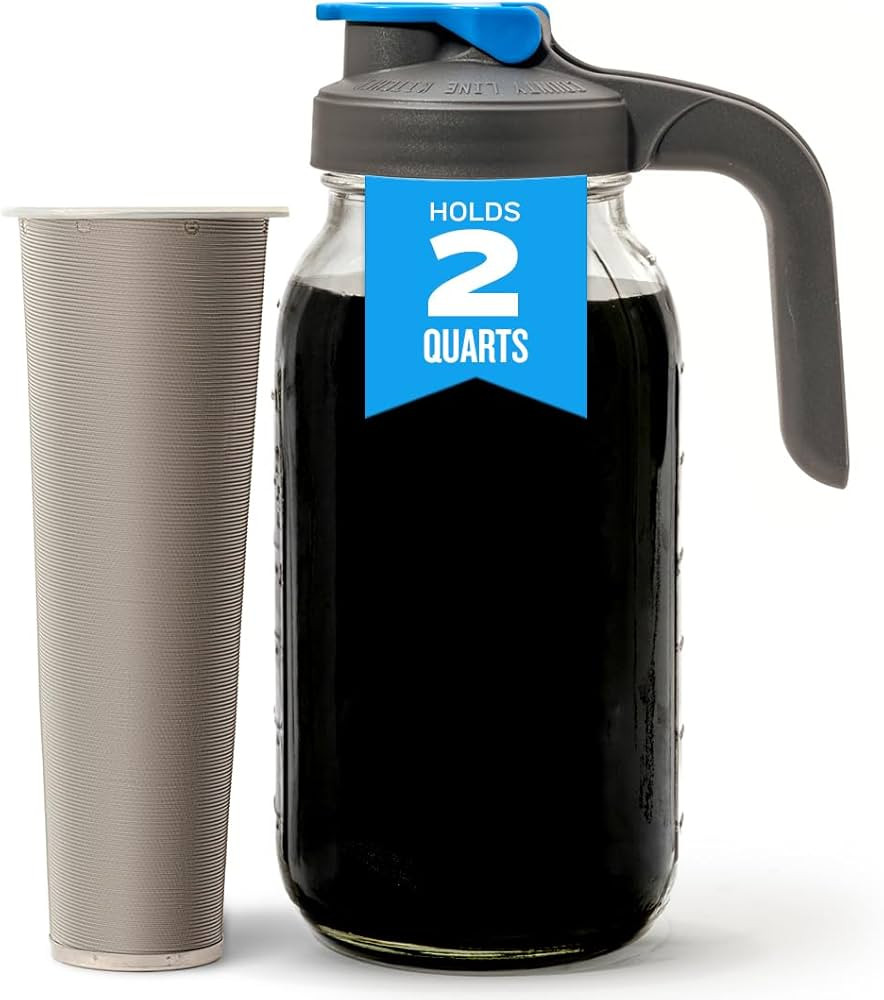 County Line Kitchen Cold Brew Coffee Maker, Mason Jar Pitcher - Heavy Duty Soda Lime Glass w/Stai... | Amazon (US)