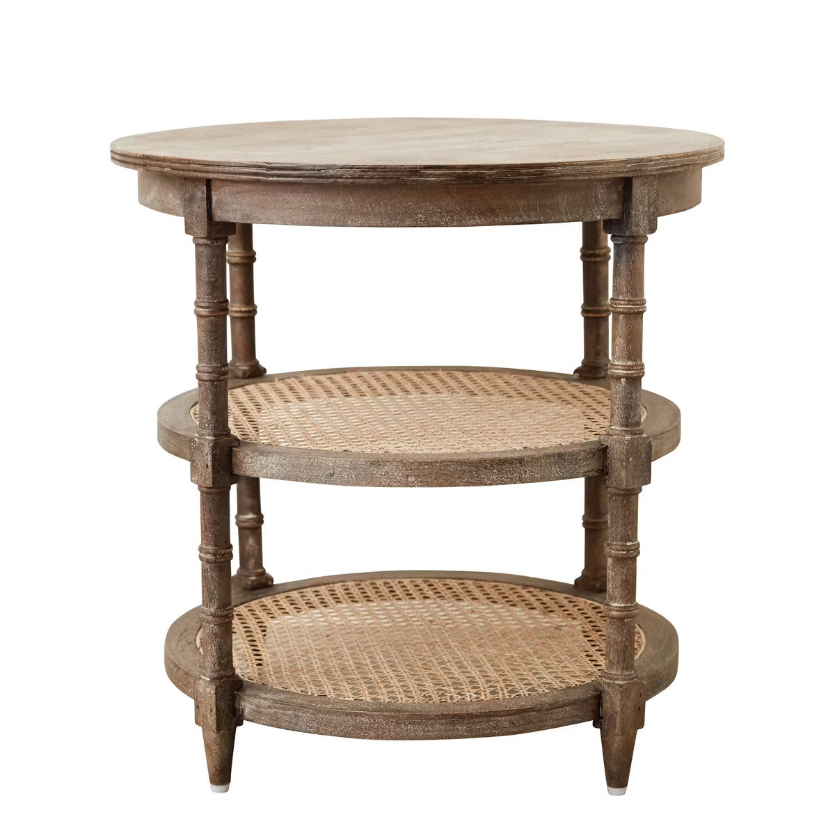Storied Home Mango Wood Round Table Brown: Eco-Friendly Cane Shelves, 24" Height | Target