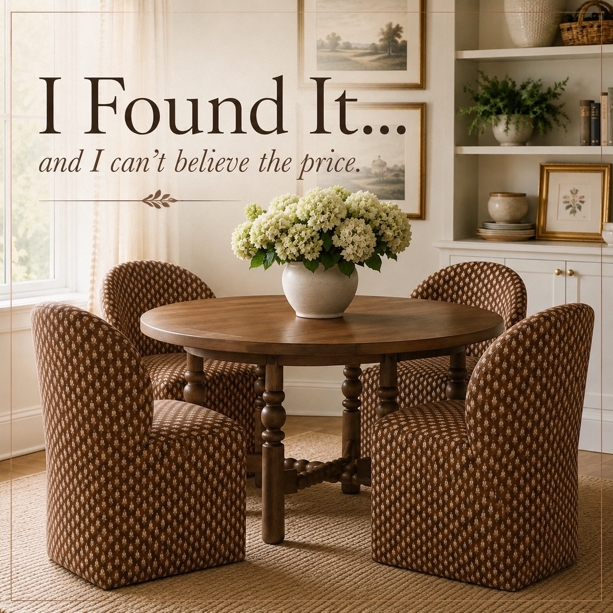 You don’t have to spend Pottery Barn prices to create a home that feels warm, timeless, and beautifully collected. 🤎

These are the home finds I’m loving right now because they make a space feel custom, cozy, and designer styled—without the designer price tag.

Inside this carousel you’ll find:
✨ The dining chairs that instantly elevate a room
✨ The round table that looks custom made
✨ My favorite lamp that creates the coziest glow
✨ Charming bunny plates perfect for styling open shelves
✨ Southern-inspired pillows that add color and texture
✨ Simple styling ideas that make a home feel high-end

Sometimes it’s the little details that completely change how a room feels.

💛 Comment HOME and I’ll send you links to everything.
😉Save this for your next decorating project and share it with someone who loves beautiful homes on a budget.