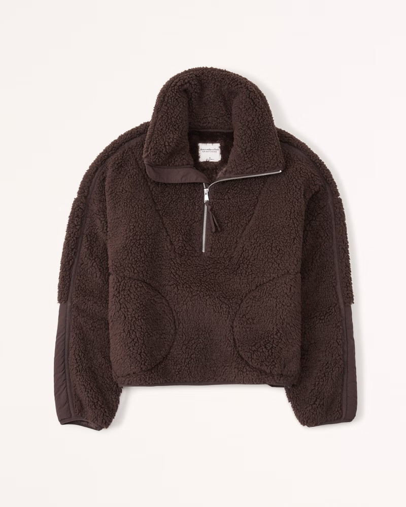Women's Utility Sherpa Half-Zip Sweatshirt | Women's New Arrivals | Abercrombie.com | Abercrombie & Fitch (US)