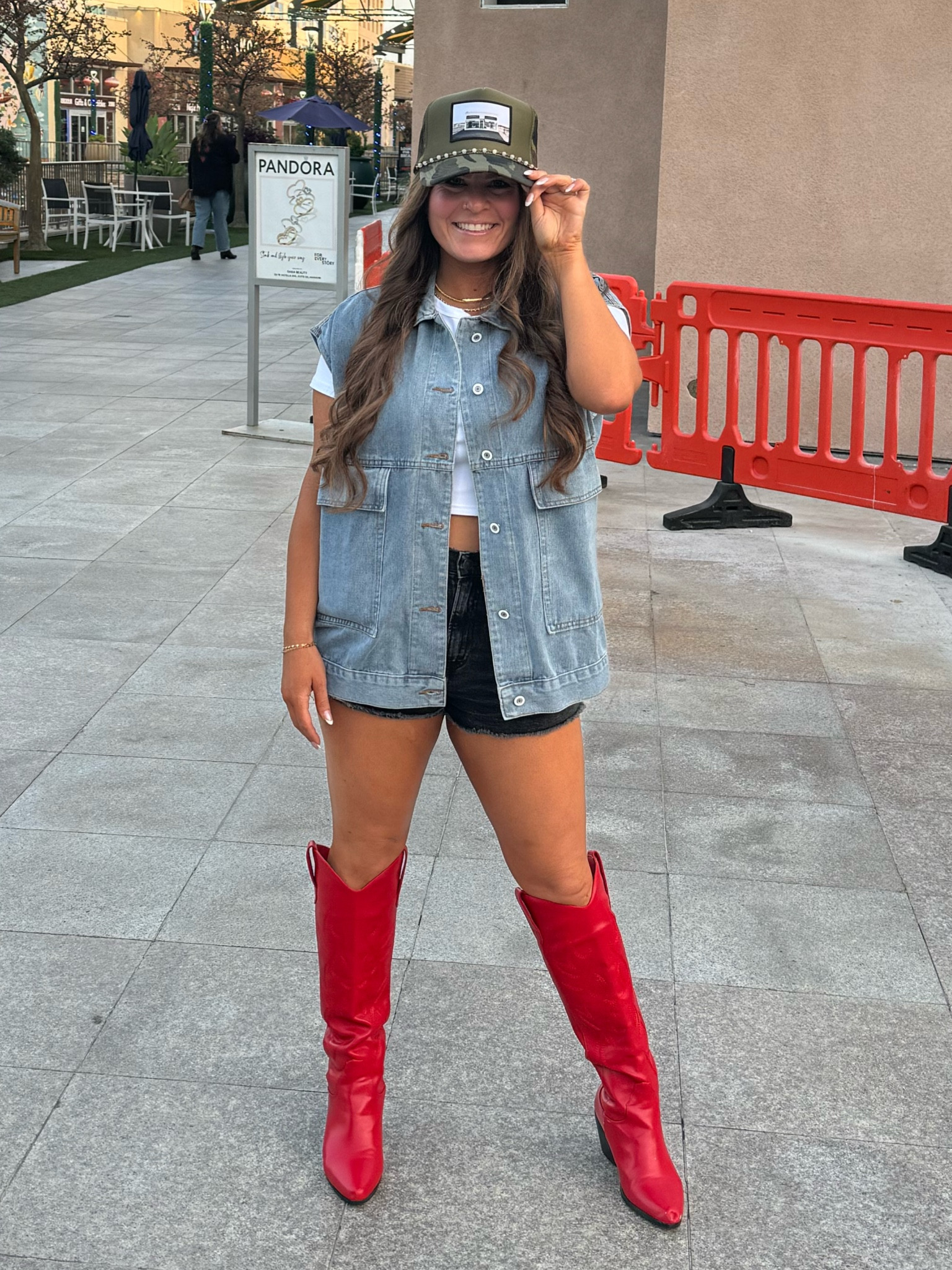 All the Amazon vibes for Riley Green. 

Crop top: size large
Vest: medium oversized fit 
Shorts: 28 (stretchy & comfy for Jean shorts) 
Boots: 8 (normally a medium)

Country concert outfit, Nashville outfit, girls night out, date night, summer concert 

#LTKstyletip #LTKfindsunder50 #LTKmidsize
