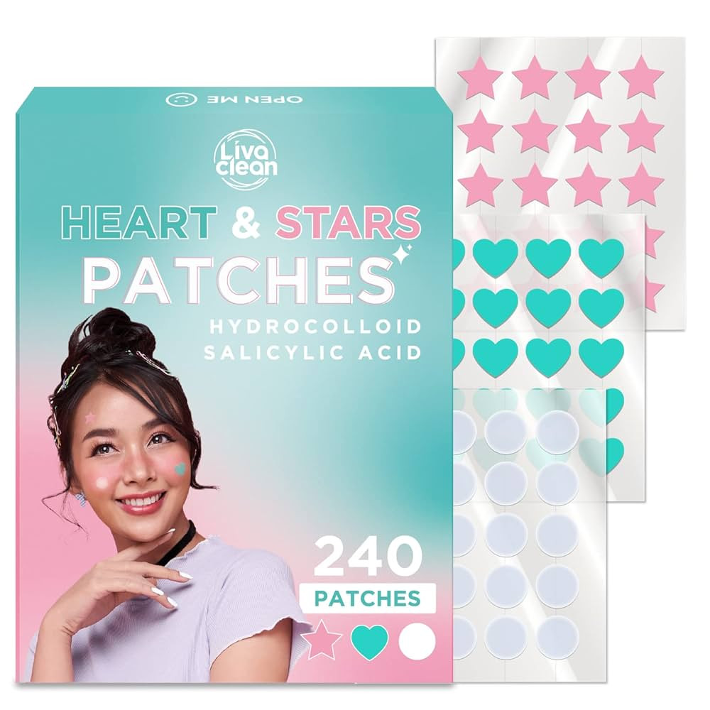 LivaClean 240 Count Heart & Star Shapes Superstar Patches - Hydrocolloid Covers, Heart Patches, C... | Amazon (CA)