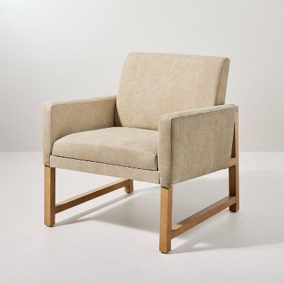 Canvas Upholstered Accent Arm Chair - Olive Green - Hearth & Hand™ with Magnolia | Target