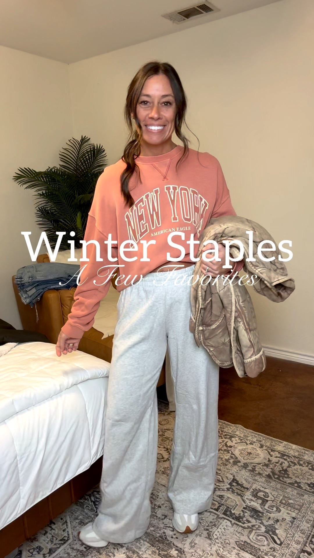 Sharing my casual comfortable outfit for the day⛅️. Its simple but elevated look just by adding accessories, dressy cardigan or sweater and flats or sneakers. 

Comfort is key 🔑for those busy days so this will be my go to look most days. 

I love these wide leg sweatpants. My favorite part is that the draw string is inside the pants! 👍🏼

📏Wearing a size small in the pants and my dolman quilted jacket is a small as well. 

Weight 130lbs, Height 5’5”. 

#LTKCyberWeek #LTKootd #LTKSaleAlert