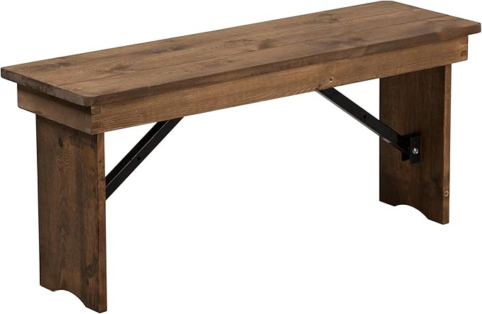 Flash Furniture Hercules Series 40" x 12" Commercial Grade Rustic Solid Pine Folding Bench, Antiq... | Amazon (US)