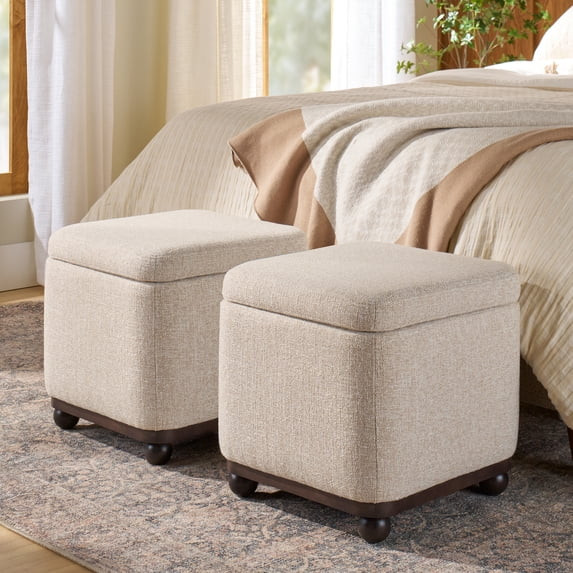 Better Homes & Gardens Ambrose Storage Ottoman, Heather Wheat | Walmart (US)