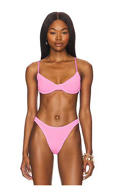 Bond Eye Gracie Balconette Bikini Top in Candy Pink from Revolve.com | Revolve Clothing (Global)