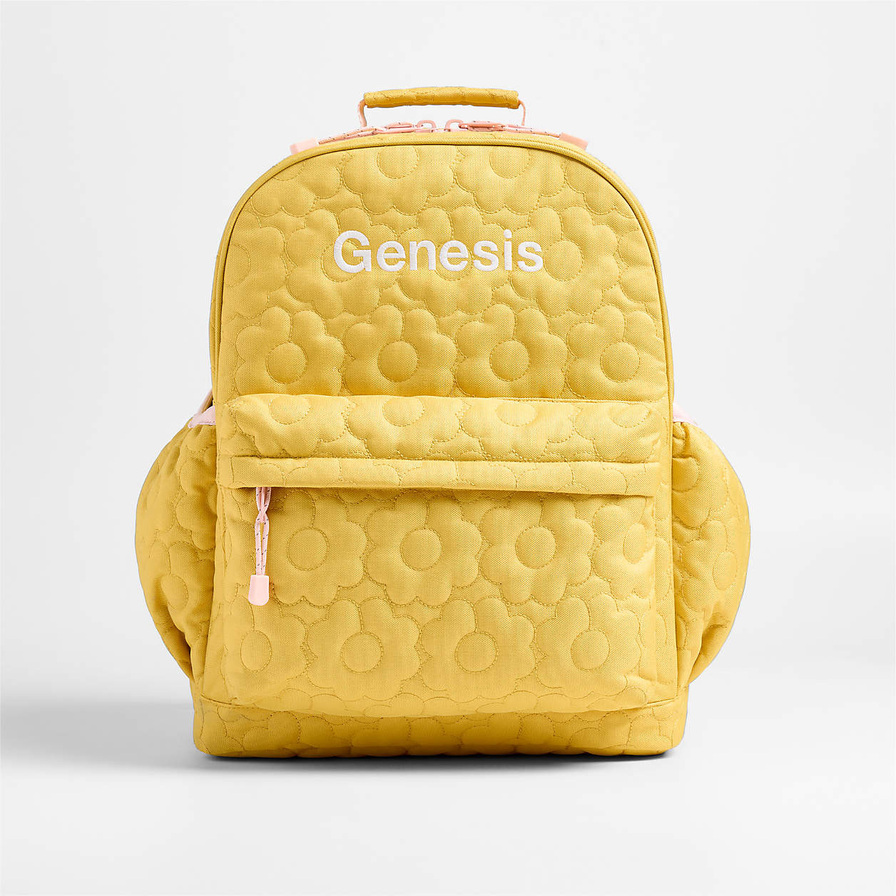 Quilted Yellow Flower Large Kids Backpack with Side Pockets + Reviews | Crate & Kids | Crate & Barrel