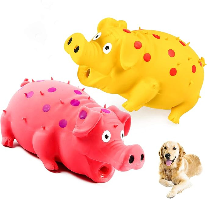 Squeaky Pig Dog Toys, 2 Pack Grunting Pig Dog Toy That Oinks Grunts for Small Medium Large Dogs, ... | Amazon (US)