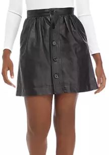 Button Front Leather Skirt | Belk