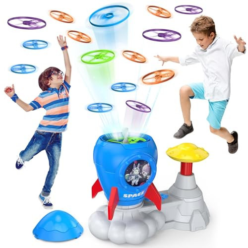 Outdoor Toys for Kids Ages 3-8: Flying Disc Launcher Toy Chasing Games - Summer Outside Yard Activities Chasing Toy for Toddlers Ages 3 4 5 6 7 8 Backyard Games Birthday Gift for Boys Girls, Blue | Amazon (US)