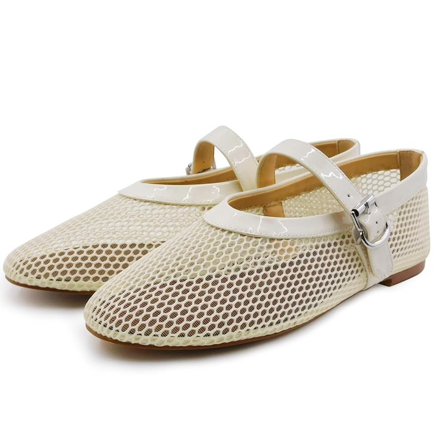 Mesh Ballet Flats for Women Round Toe Buckle Strap Comfy Casua Office Ballerina Mary Jane Flats S... | Amazon (US)