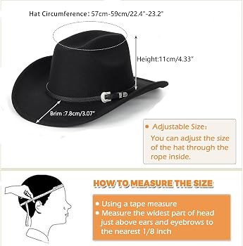 Western Cowboy Hat for Men Women Classic Roll Up Fedora Hat with Buckle Belt(Size:S-M) | Amazon (US)