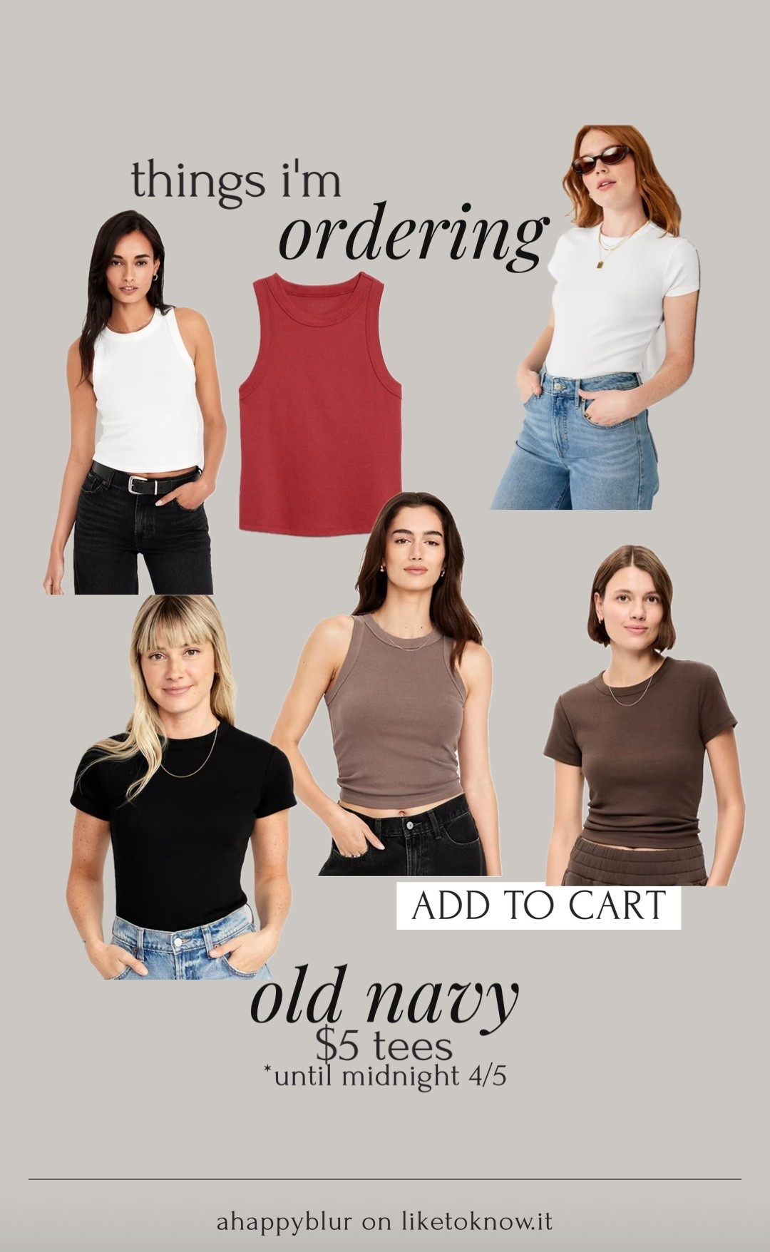 $5 tees at old navy (sale ends at midnight tonight 4/5!!) 

#LTKSaleAlert