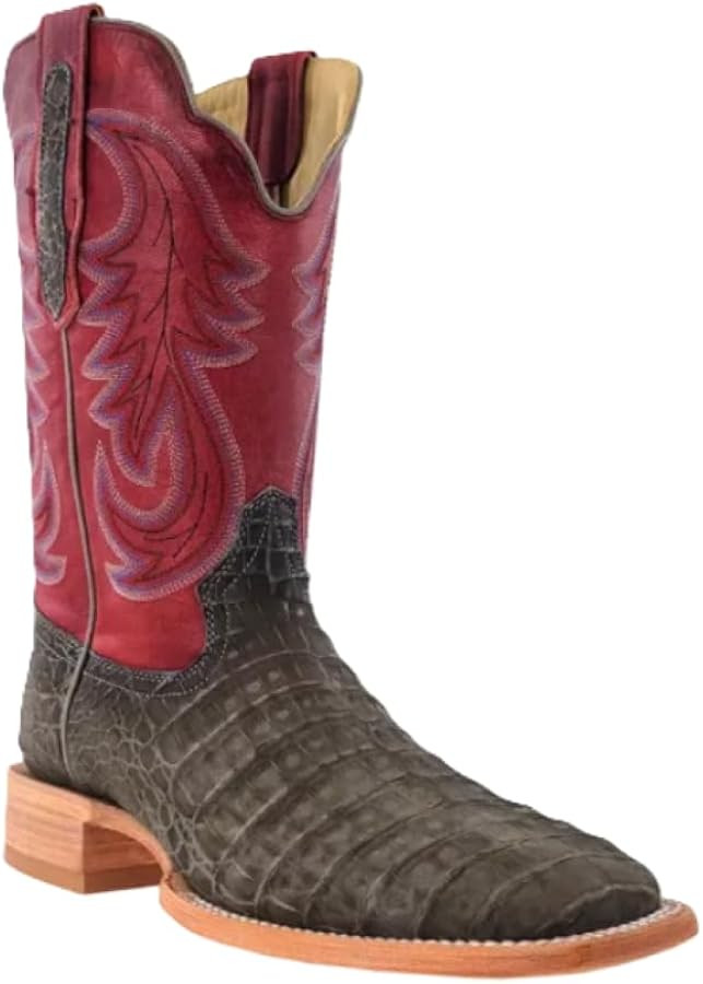 Men's Charcoal Caiman Belly & Rosa Goat Western Boots by R.Watson | Amazon (US)