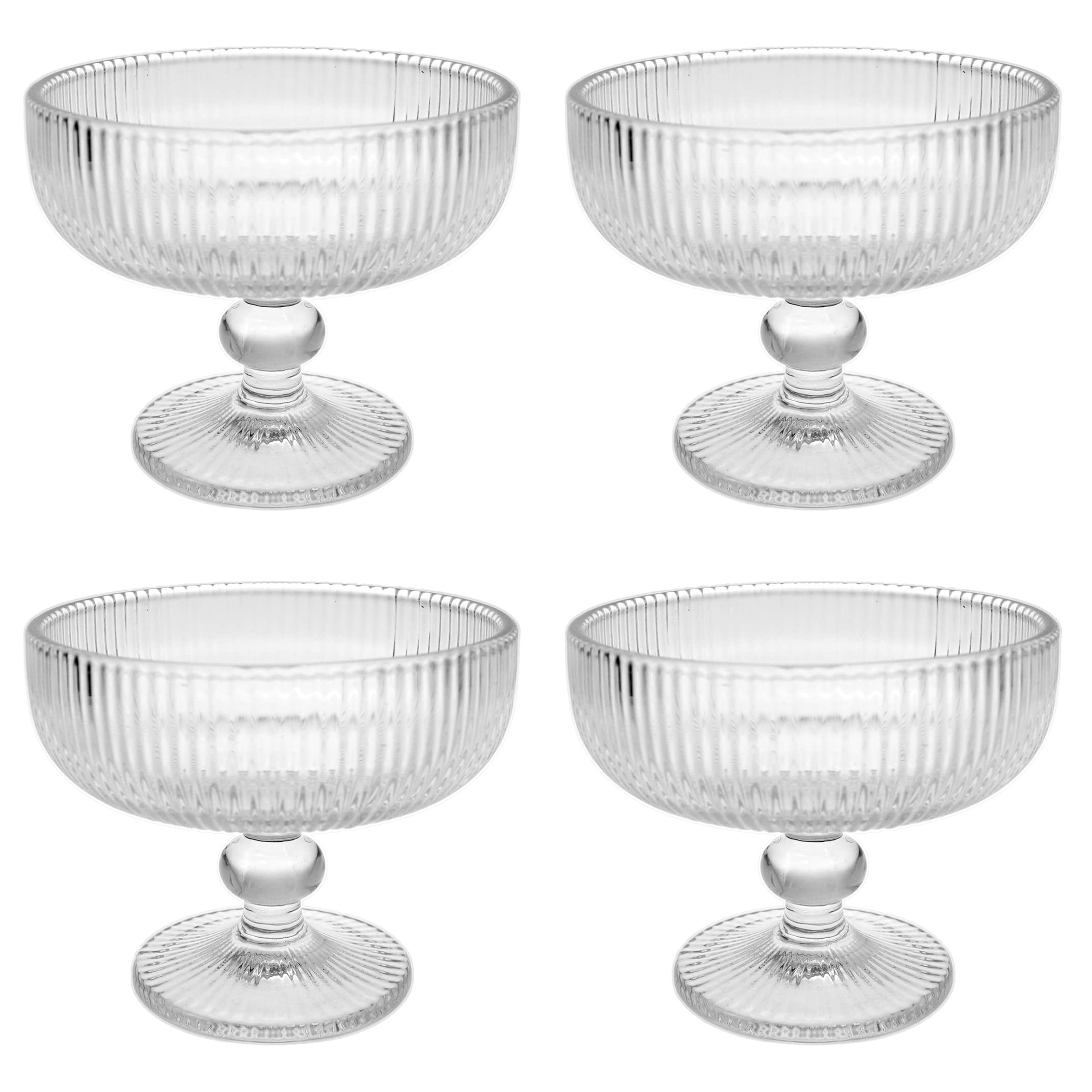 CHOOLD Vintage Strips Embossed Glass Footed Dessert Ice Cream Trifle Salad Candy Cake Bowl for Ho... | Amazon (US)