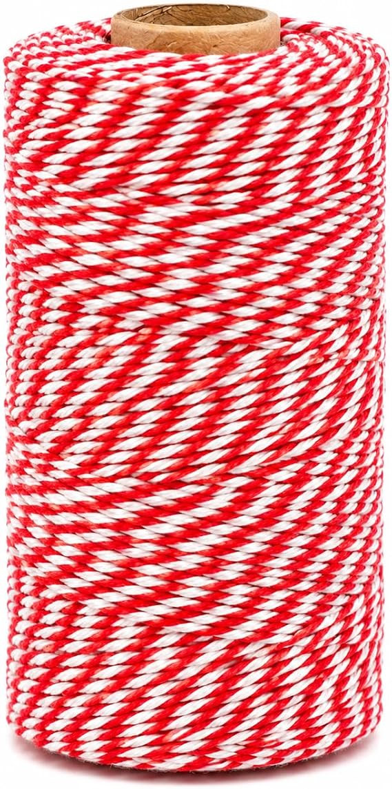Red and White Bakers Twine 656 Feet – Cotton Baker's String for Gift Wrapping, Christmas Crafts... | Amazon (US)