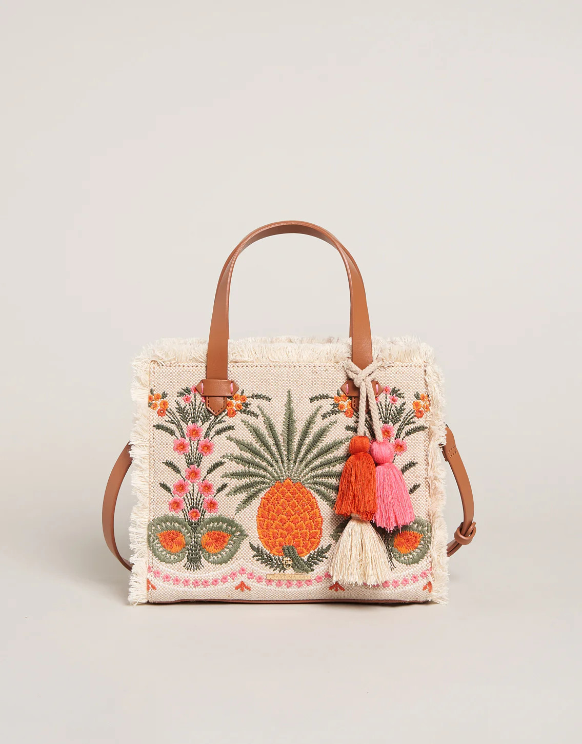 Boho Fringe Satchel Crossbody Alljoy Landing Pineapple | Spartina 449
