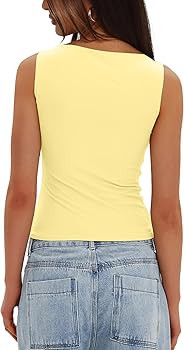 Darong Women's High Neck Tank Top Sleeveless Double Lined Basic Tops Going Out Casual Tank Shirts | Amazon (US)