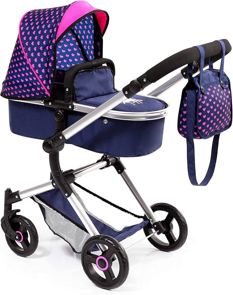 Bayer Design Baby Doll City Vario Pram, Blue Pink with Hearts Unicorn | Amazon (US)