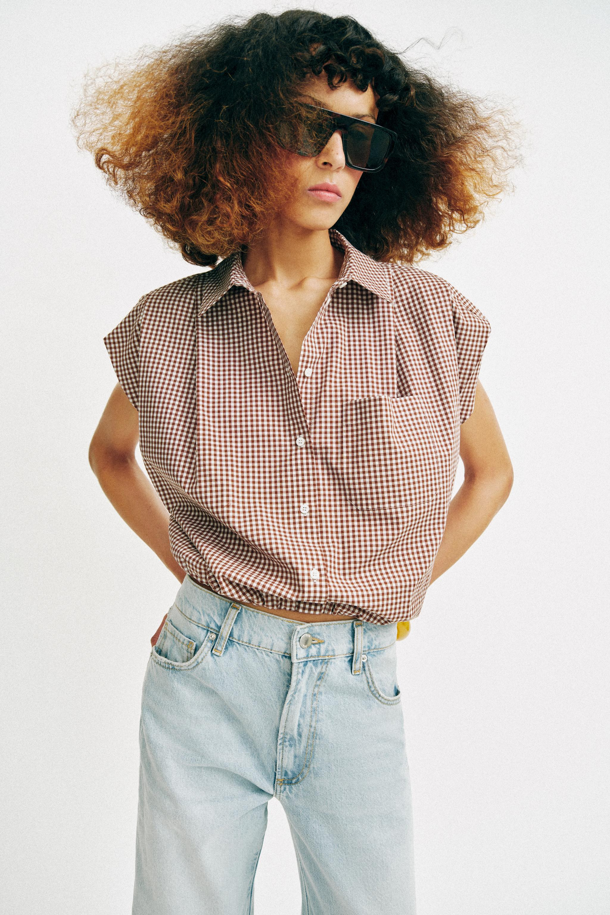 CROPPED GINGHAM SHIRT | Zara US