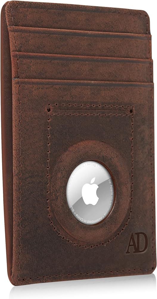 Genuine Leather Air Tag Holder - Slim Minimalist Wallets for Men & Women - Front Pocket Thin Mens... | Amazon (CA)