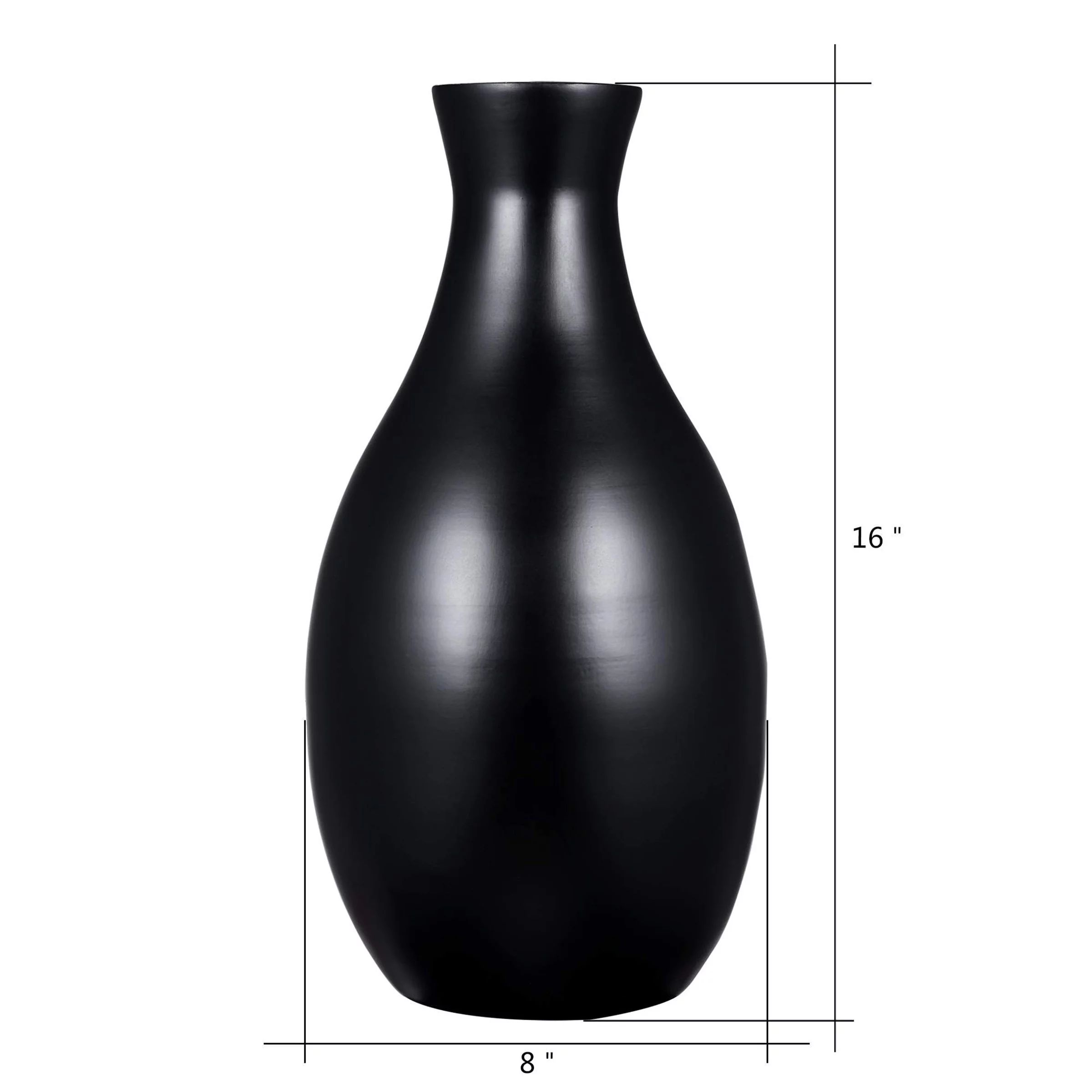 Villacera Handcrafted 16” Tall Black Bamboo Vase | Decorative Glazed Bottle Neck Vase for Silk ... | Walmart (US)