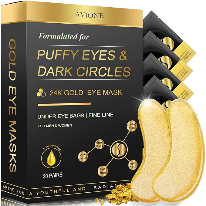 AVJONE 24K Gold Eye Mask Puffy Eyes and Dark Circles Treatments – Relieve Pressure and Reduce W... | Amazon (US)