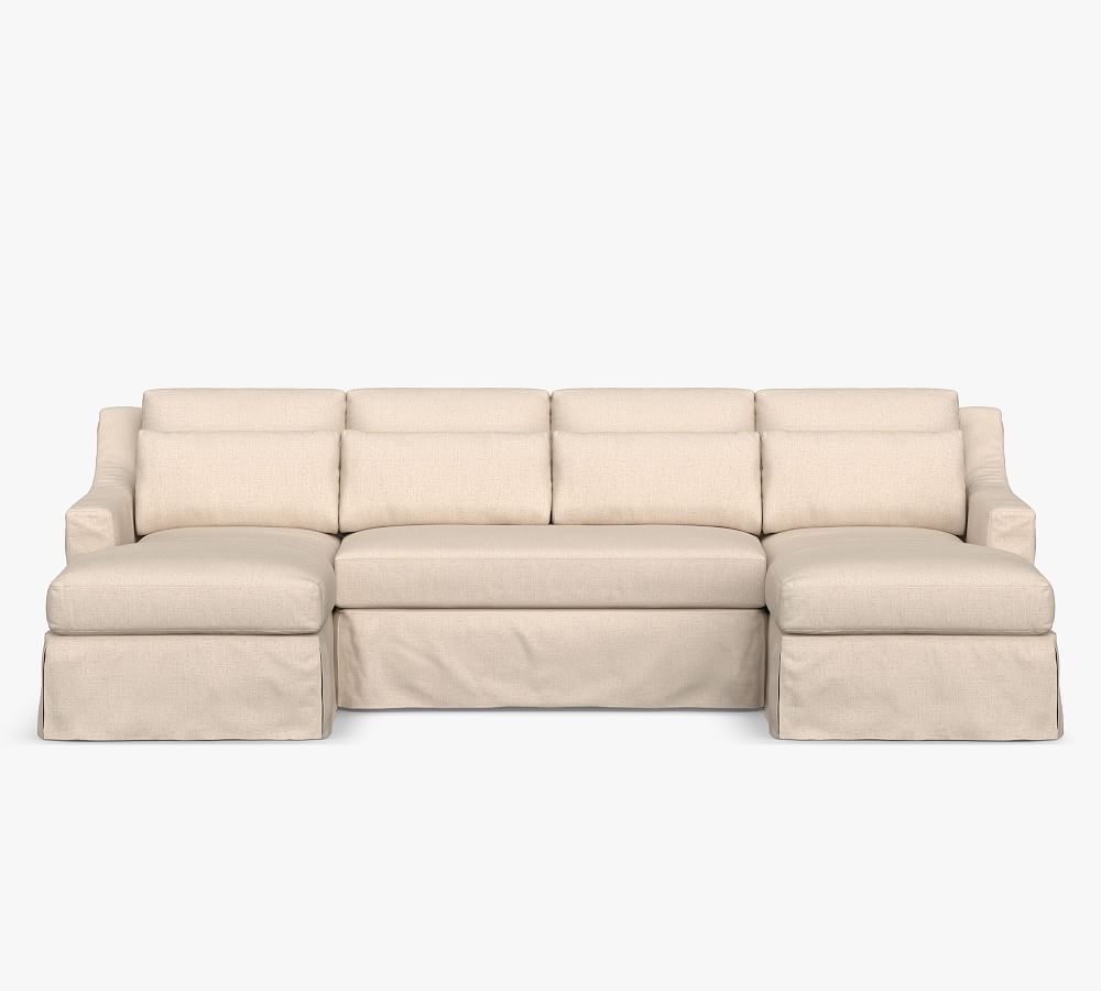 York Slope Arm Deep Seat Slipcovered U-Shaped Chaise Sectional | Pottery Barn (US)