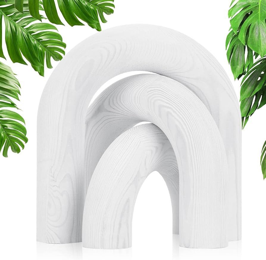 Qunclay 3 Pcs Wood Arch Decorative Objects Coffee Table Decor Modern Bookshelf Boho Home Decor fo... | Amazon (US)