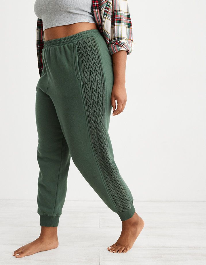 Aerie Everyday Cozy Cable Deets High Waisted Jogger | American Eagle Outfitters (US & CA)