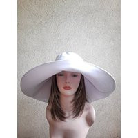 Extra Large Brim Sun Hat, Women's Sun Wide Summer White Cotton Denim Beach Hat With Brim, Protection | Etsy (US)