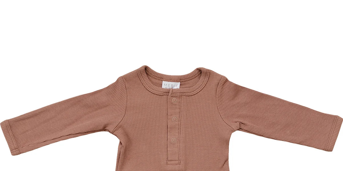 Dusty Rose Organic Snap Long Sleeve Ribbed Bodysuit | Mebie Baby