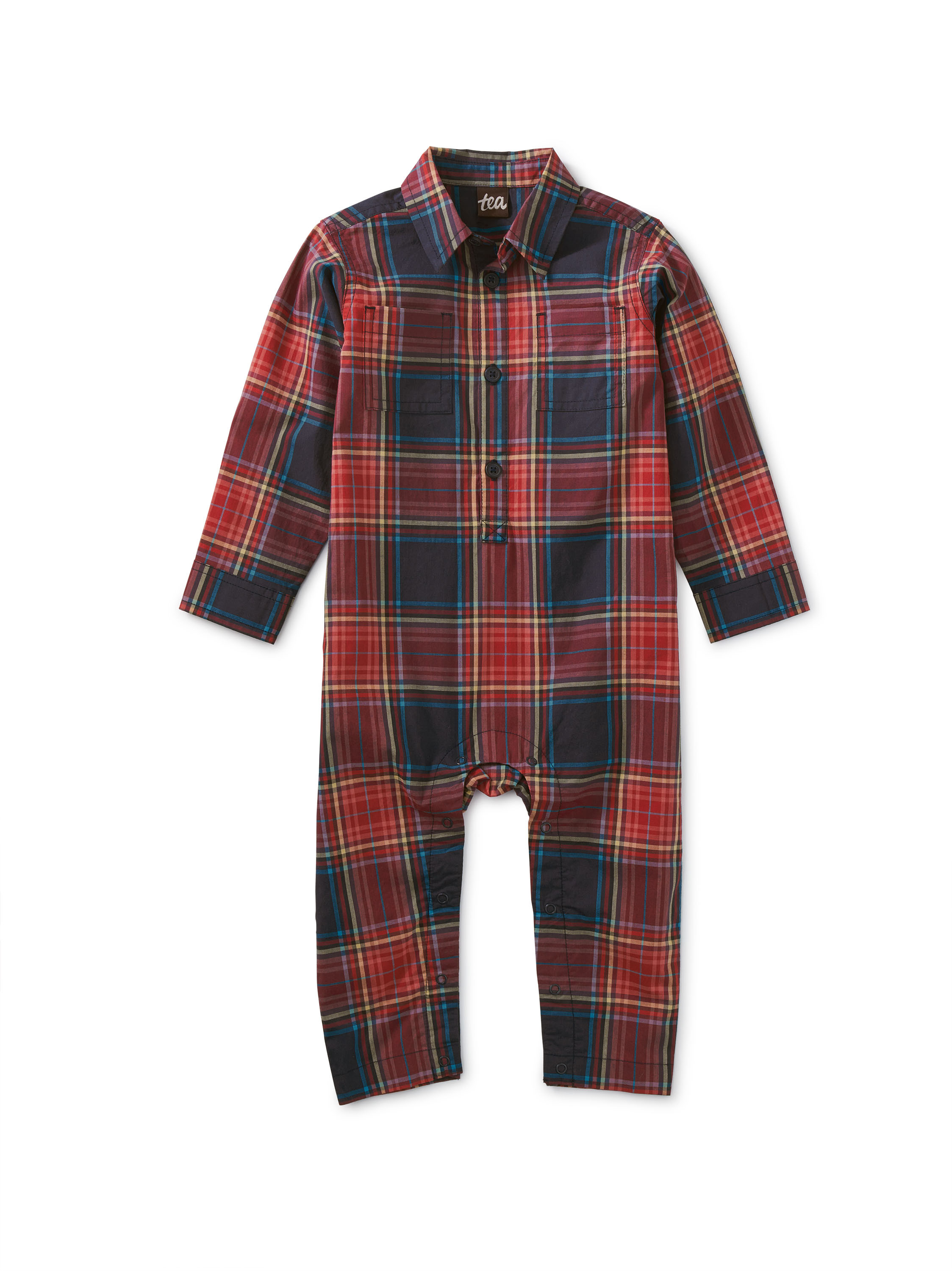 Plaid Buttoned Baby Romper | Tea Collection