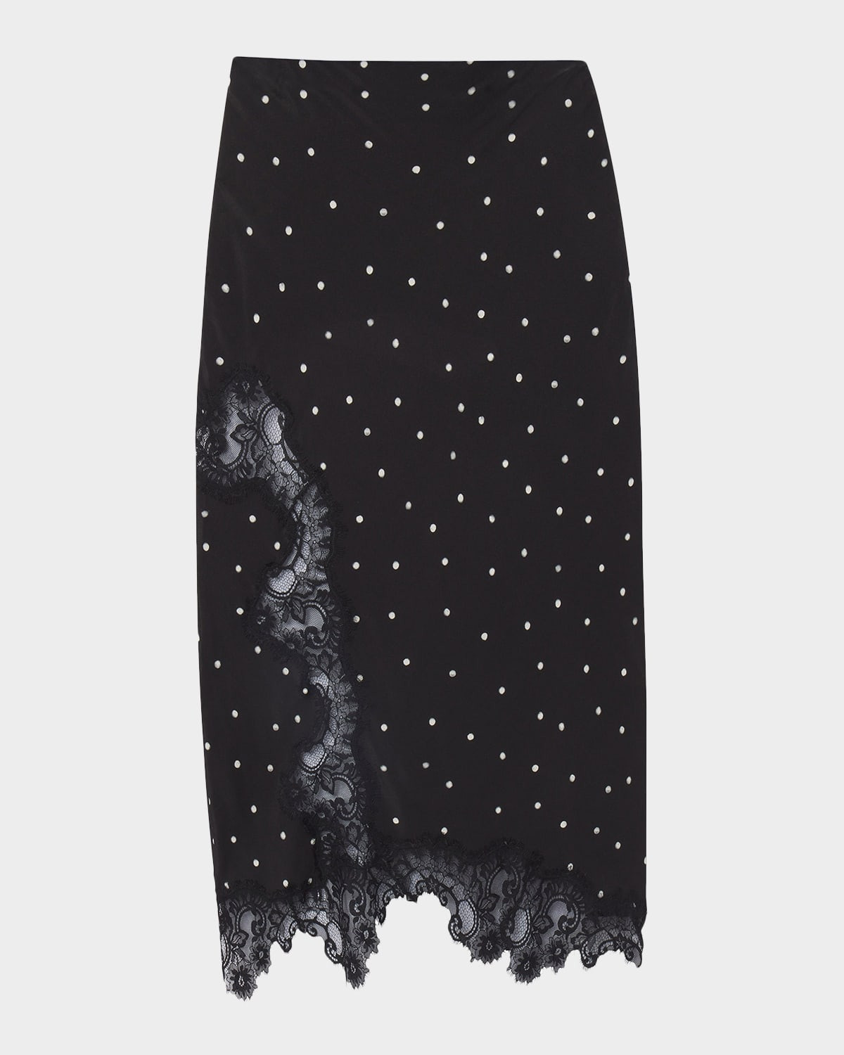 Olivia Polka-Dot Crepe and Lace Maxi Skirt | Neiman Marcus