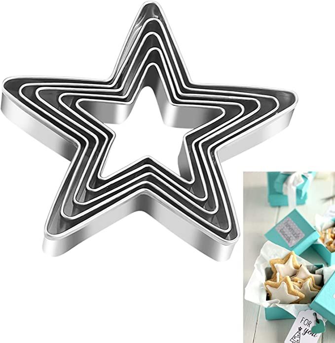 Tmflexe Stars Cookie Cutter, Pack of 5… | Amazon (US)