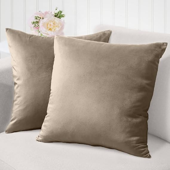 The Connecticut Home Company Velvet Throw Pillow Covers, 24x24 Set of 2, Soft Decorative Square P... | Amazon (US)