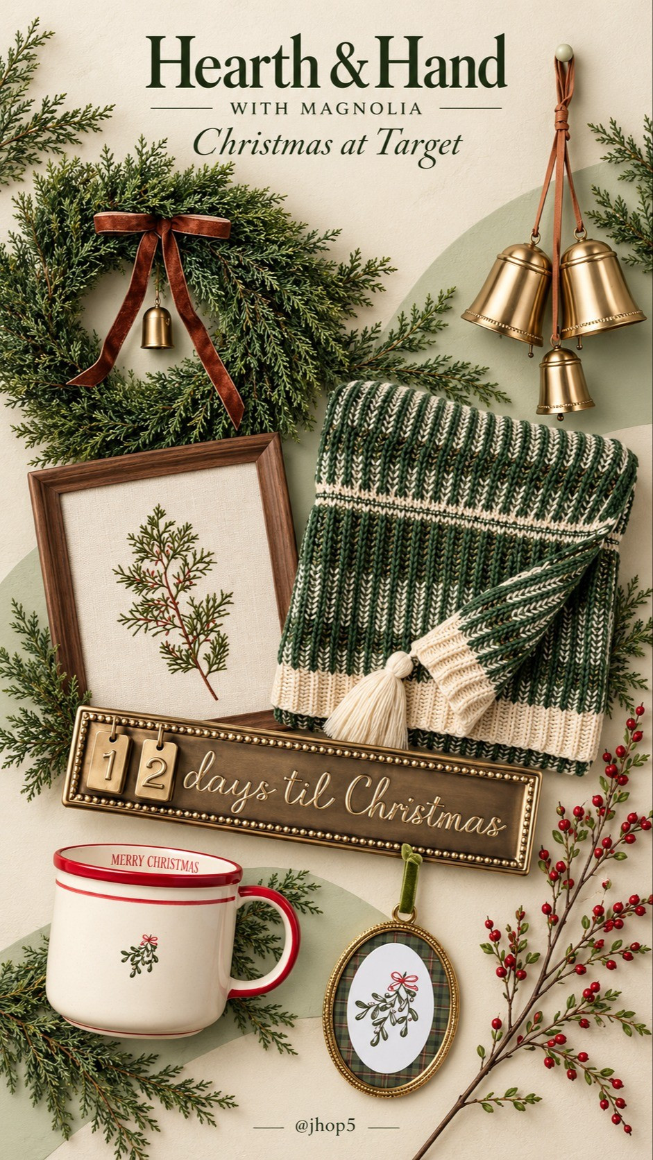 Christmas charm from Hearth & Hand with Magnolia at Target. Brass bells, cozy knits and little mistletoe details for a warm, classic holiday home.

#LTKSeasonal #LTKHome