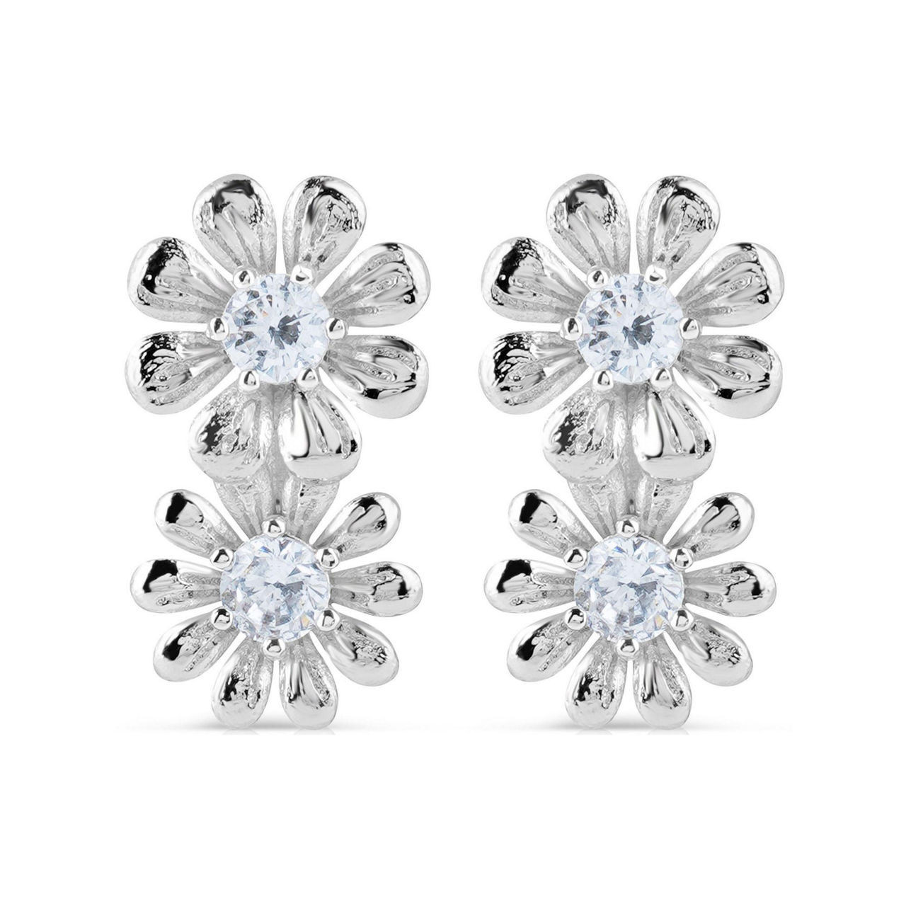 Double Flower Crystal Embellished Stud Earrings | Brown Thomas (IE)