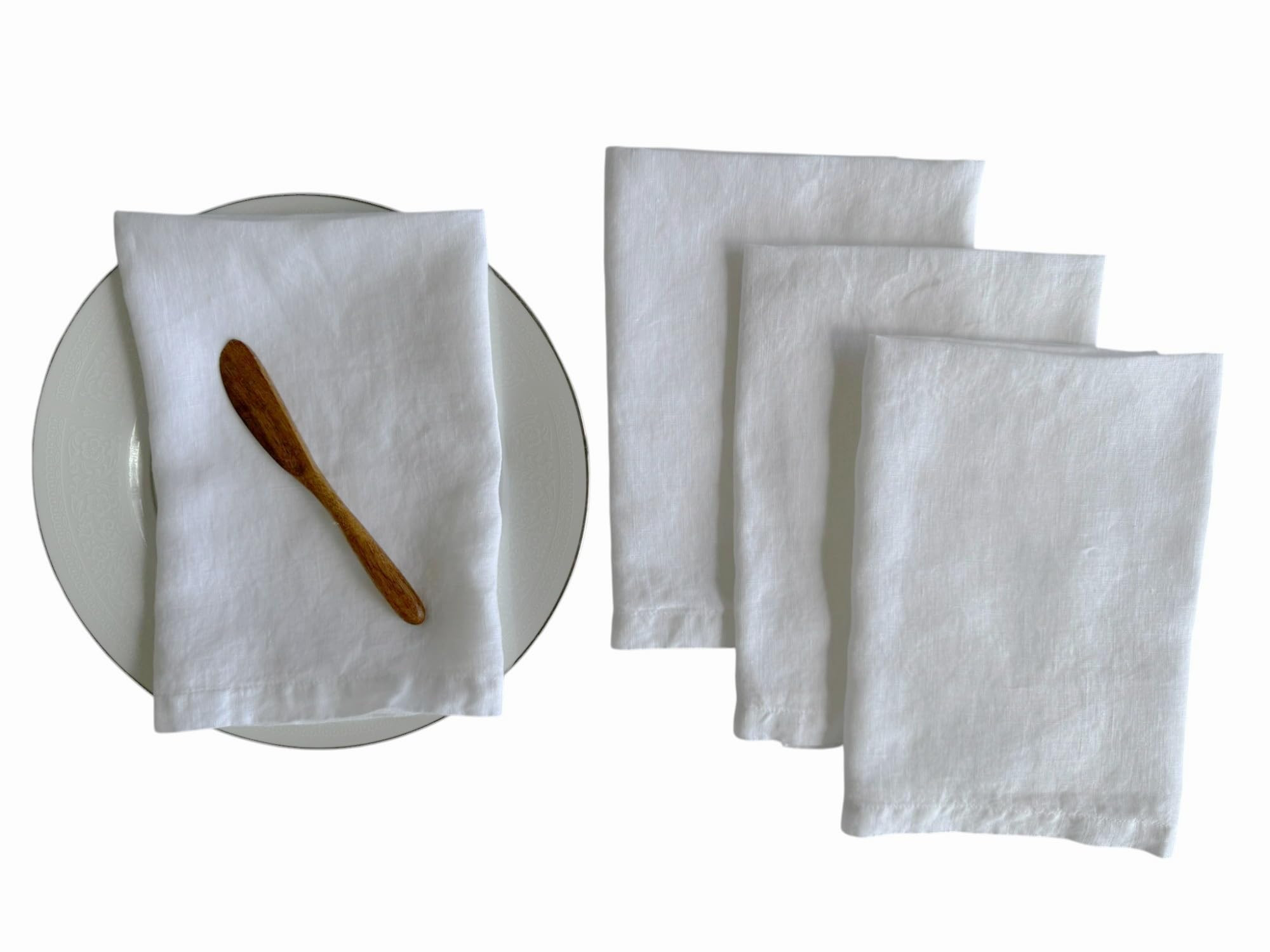 Linen Napkins – 100% French Flax – Stonewashed Pure Linen Cloth Napkins – Mitered Corners ... | Amazon (US)