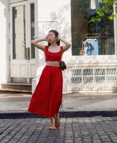 Red two piece set sustainable fashion summer 

#LTKSeasonal #LTKwedding #LTKFind