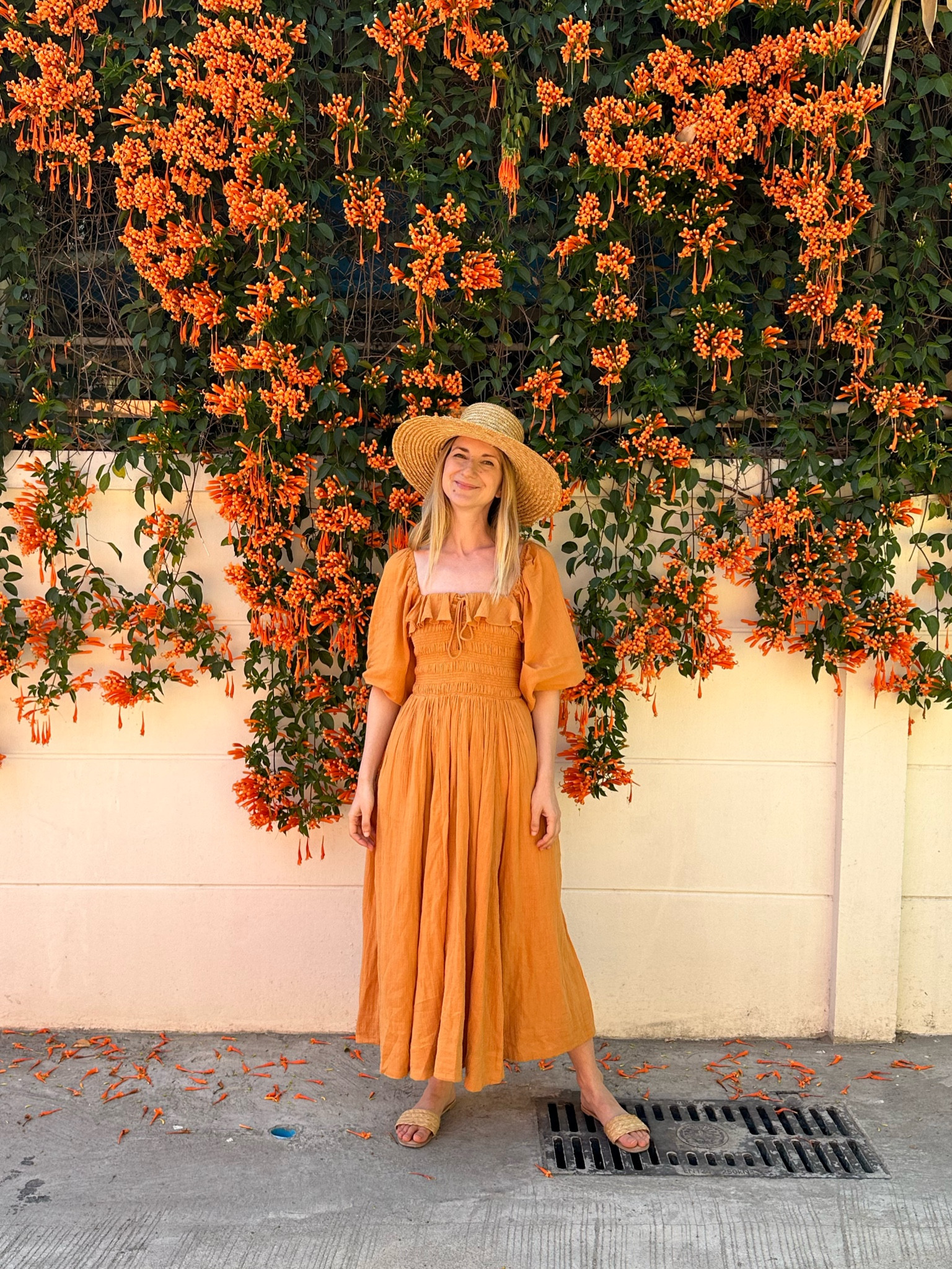 My go to vacation dress - flowy orange cotton midi dress by Free People ✨ Available in multiple colors