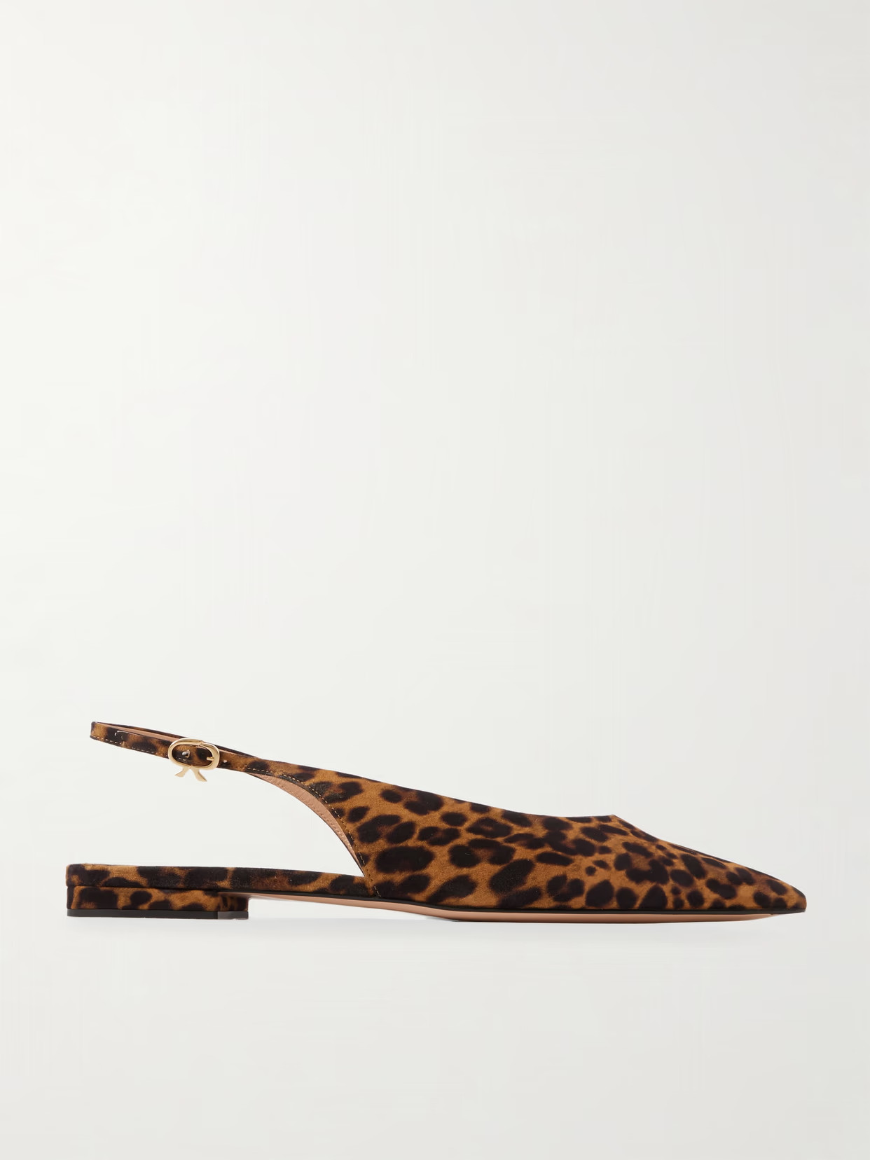 Gianvito Rossi - Robbie Leopard-print Suede Slingback Flats - Animal print | NET-A-PORTER (US)