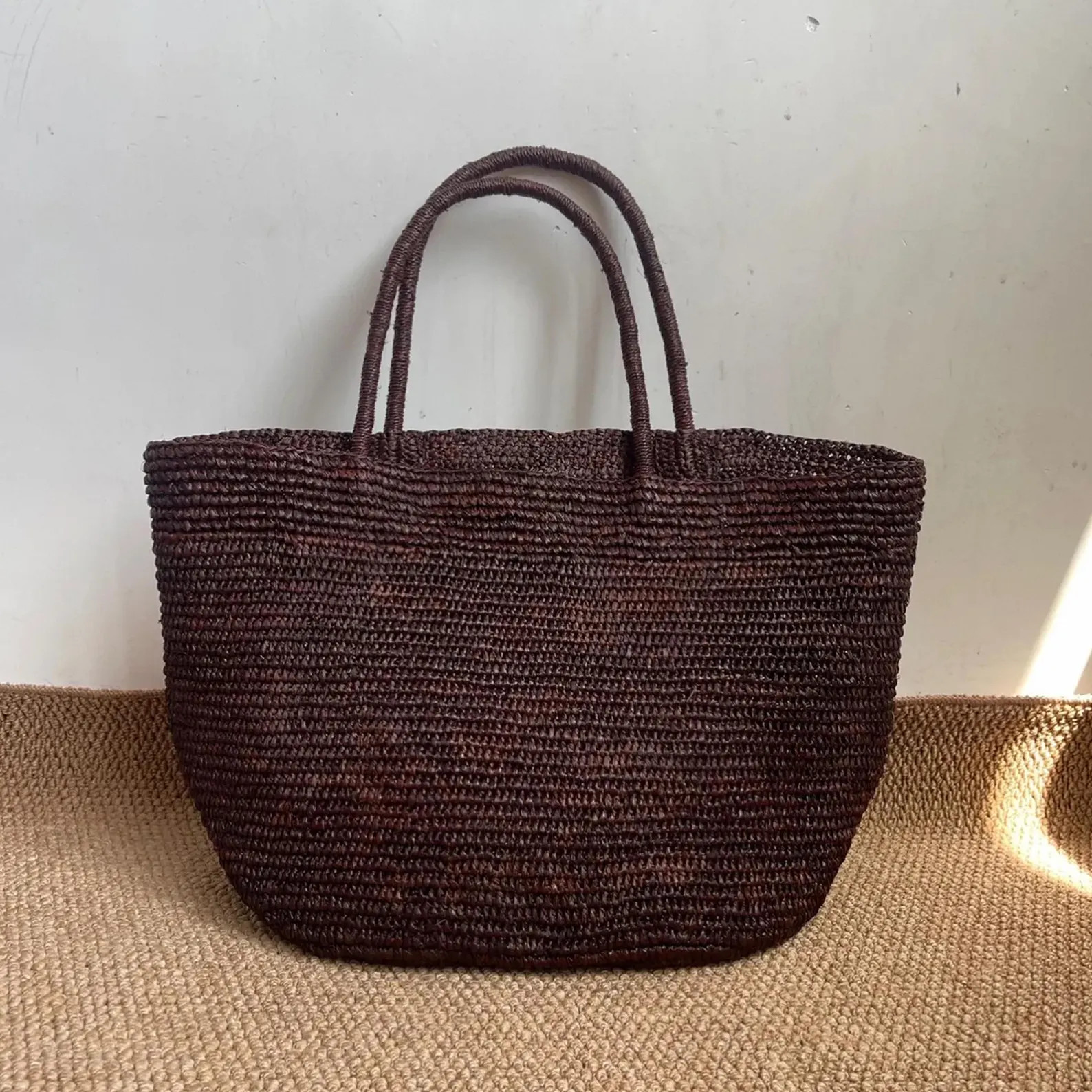 Large Raffia Tote Bag,woven Straw Bag,summer Beach Handbag,minimalist Hobo Bag - Etsy | Etsy (Global)