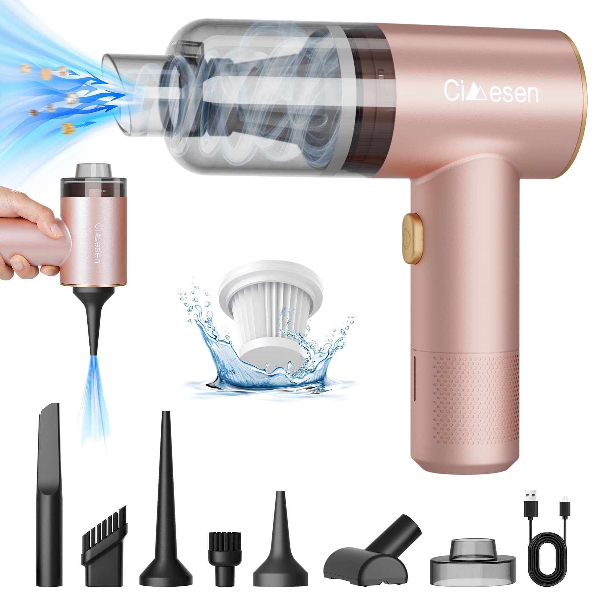 Car Vacuum Portable 4 in 1 Vacuum Cleaner 12000Pa Mini Handheld Vacuum Cordless Rechargeable 120W... | Amazon (US)