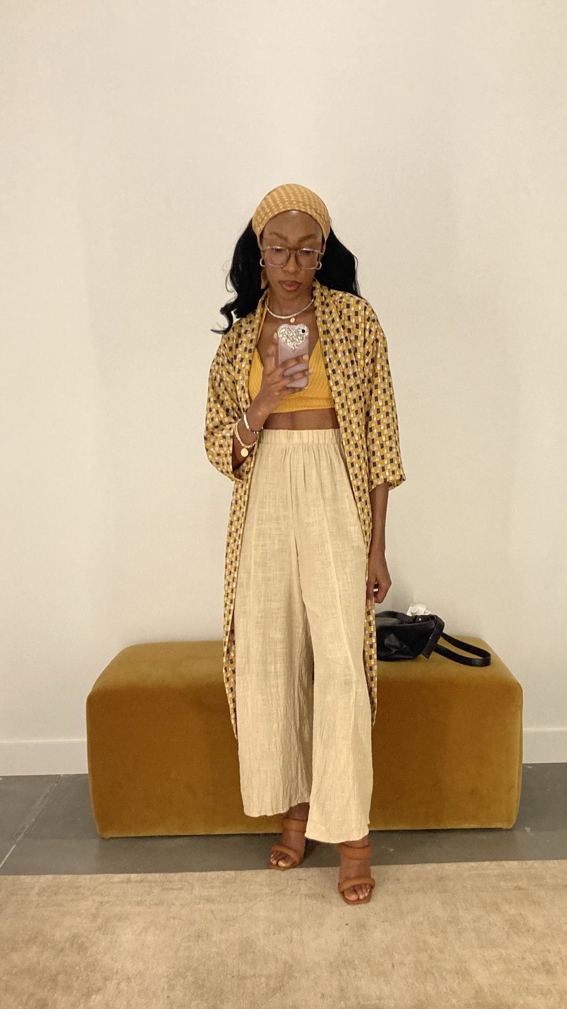 Jennafer Grace Koi Kimono with linen wide leg pants, a crop top and heels

#LTKMostLoved #LTKSeasonal #LTKstyletip