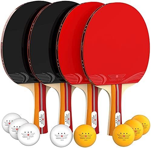 Nibiru Sport Ping Pong Paddle Set of 4 - Table Tennis Rackets, 8 Balls, Storage Case - Pingpong P... | Amazon (US)